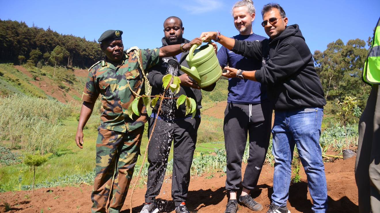 L-R Thomas Kiptoo , Alvin Mageto, Huib Van De Grijspaarde, and Anand Chandarana during a tree planting event in Kereita Forest. PHOTO/COURTESY